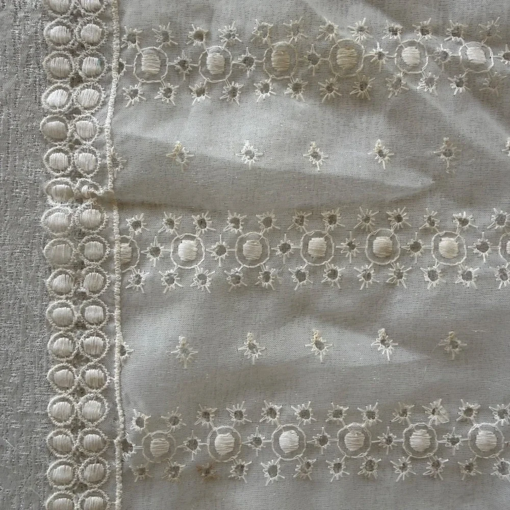 Vintage Sheer Lace Table Runner Embroidered‎ Cottagecore Vanity Scarf 30x14